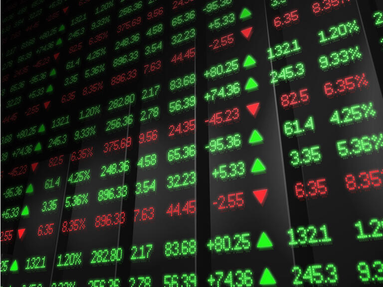 Stock Market Ticker in red and green