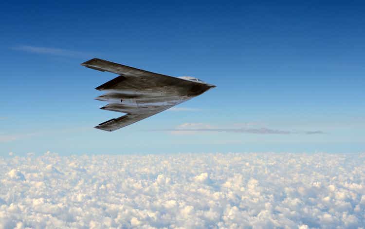 Stealth bomber in flight