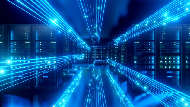 Server room with line network data