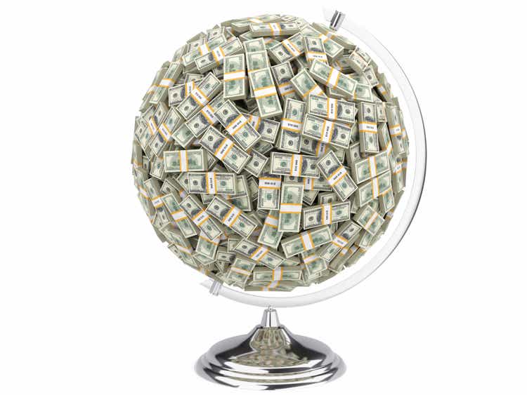 USA dollars globe isolated on white background