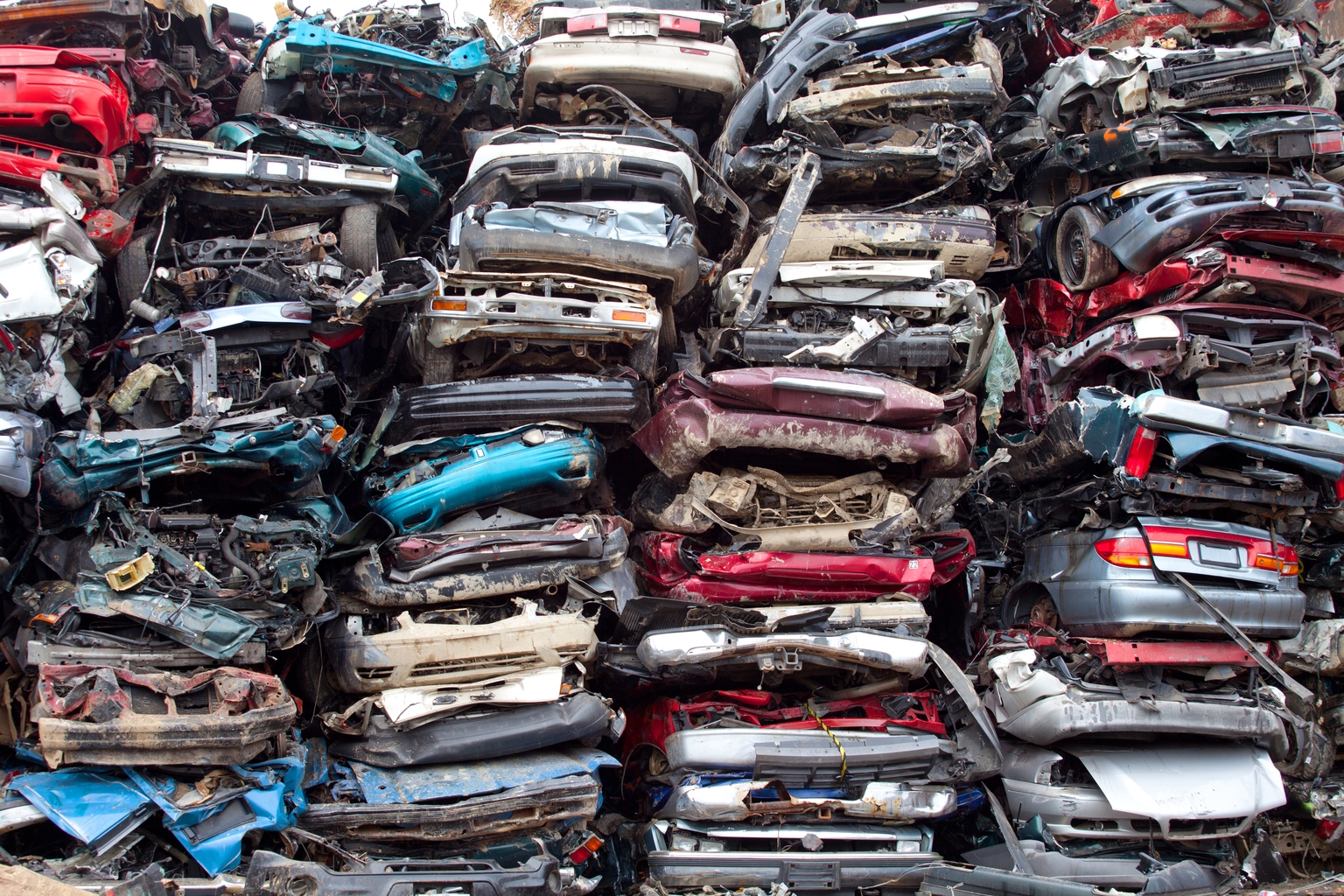 Car piles crushed