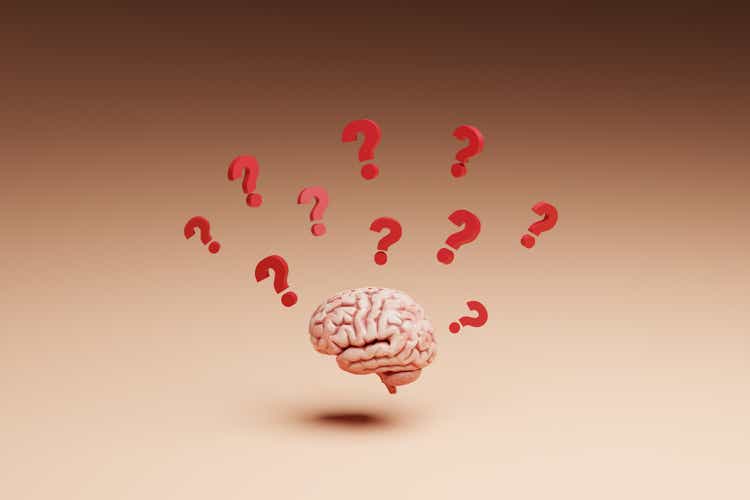 Brain with question marks