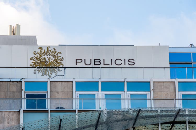 Facade of the Publicis headquarters on avenue des Champs-Elysées in Paris, France