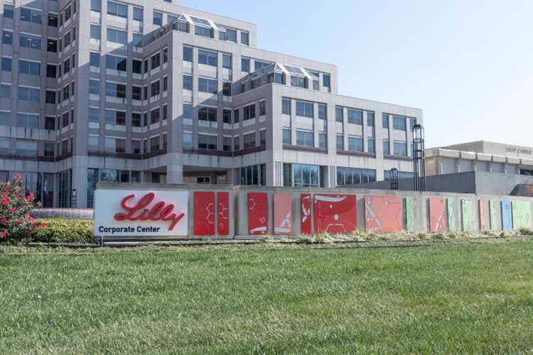 Eli Lilly and Company World Headquarters. Lilly makes Medicines and Pharmaceuticals.