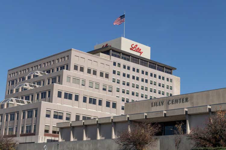 Eli Lilly and Company World Headquarters. Lilly makes Medicines and Pharmaceuticals.