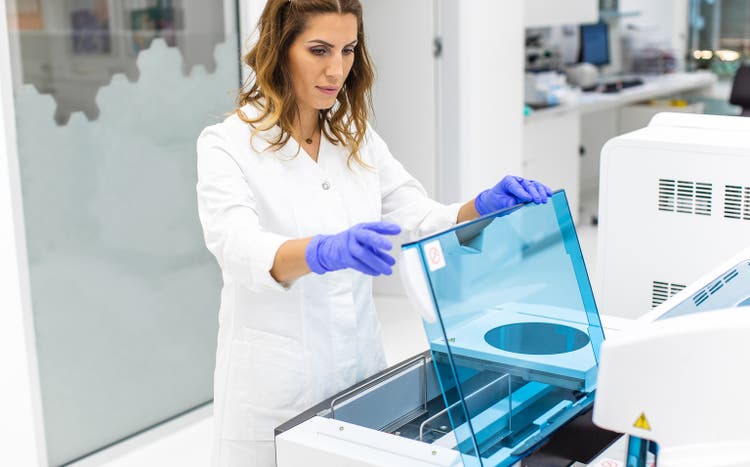 Scientists working in the laboratory