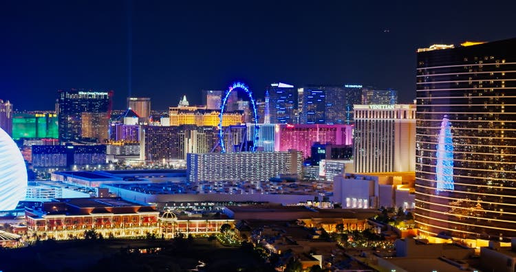 Aerial View of Las Vegas at Night