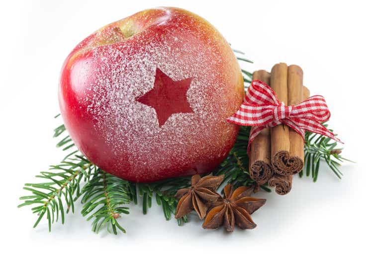 Christmas decoration isolated - apple with sugar star