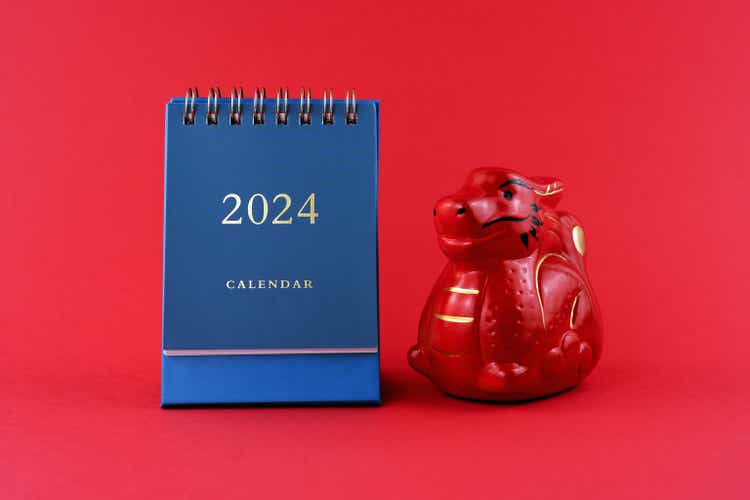 Close-up of 2024 Taiwan Calendar Year of the Dragon