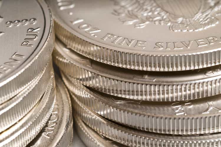 Piles of silver coins