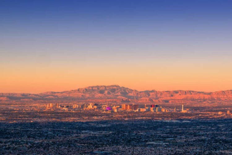 Dramatic View of the Las Vegas Skyline and Desert Lanscape