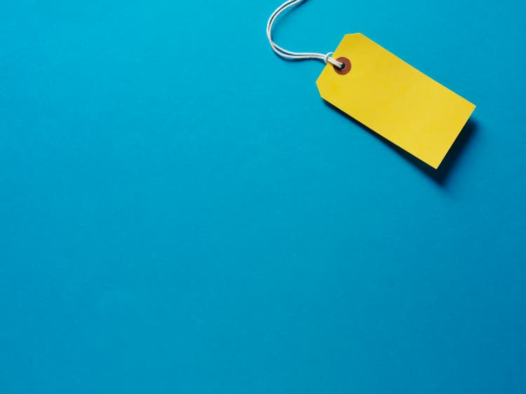 Yellow Label on a Blue Background