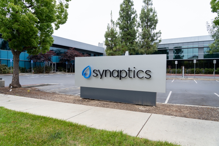 Synaptics ground sign outside its office in San Jose, California, USA