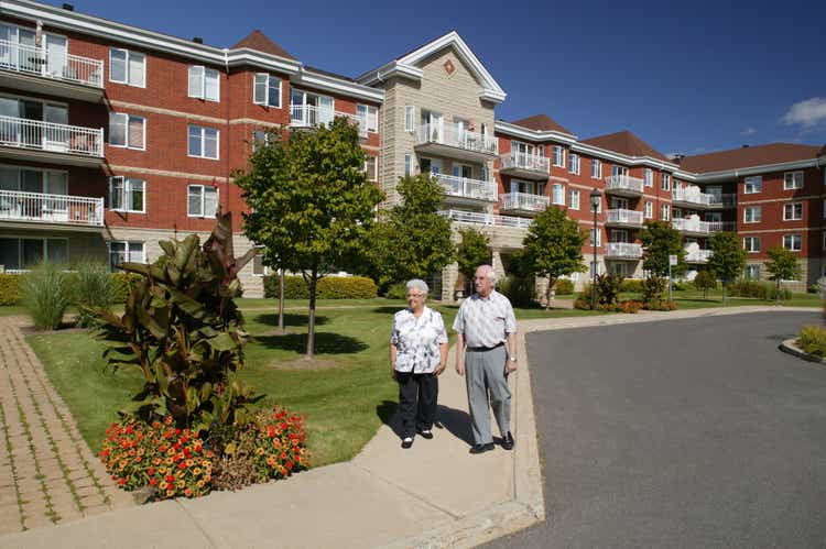 senior couple outdoors walking