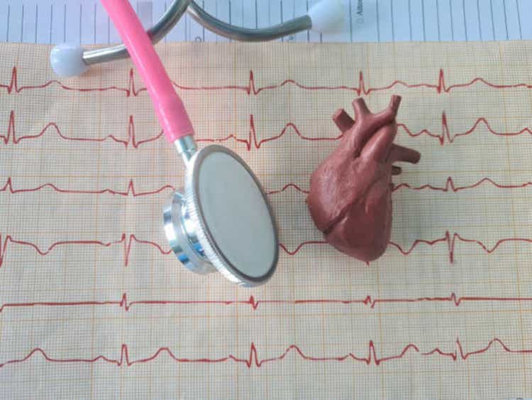 Stethoscope in the electrocardiogram ECG