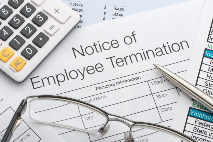 Close up of Employee termination form