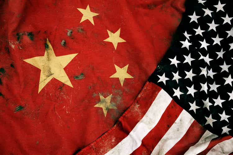 Grungy Flags of China and USA