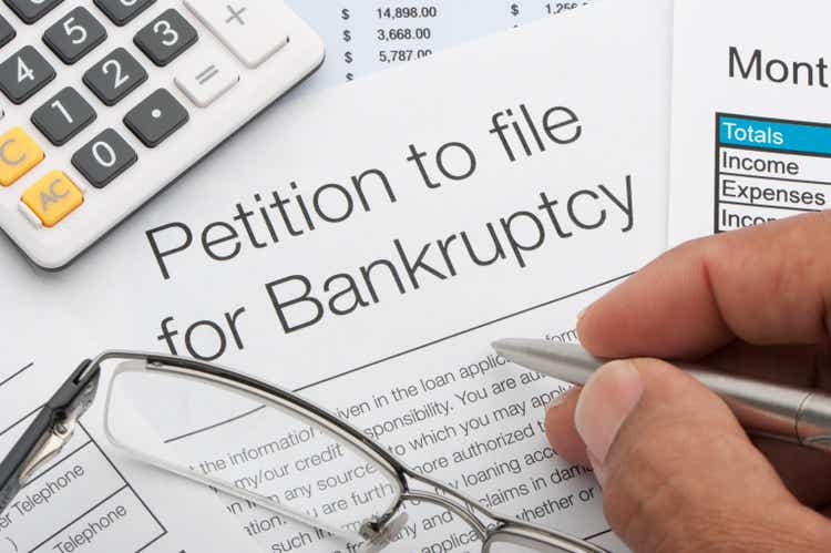 Close up of bankruptcy petition