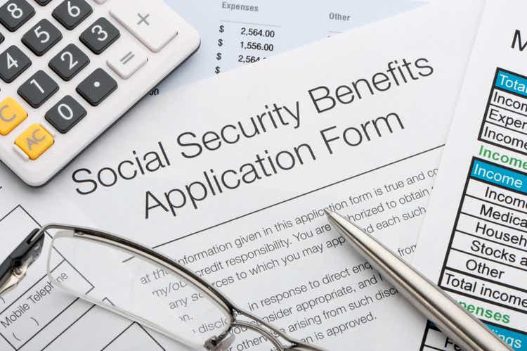 Close up of social security application