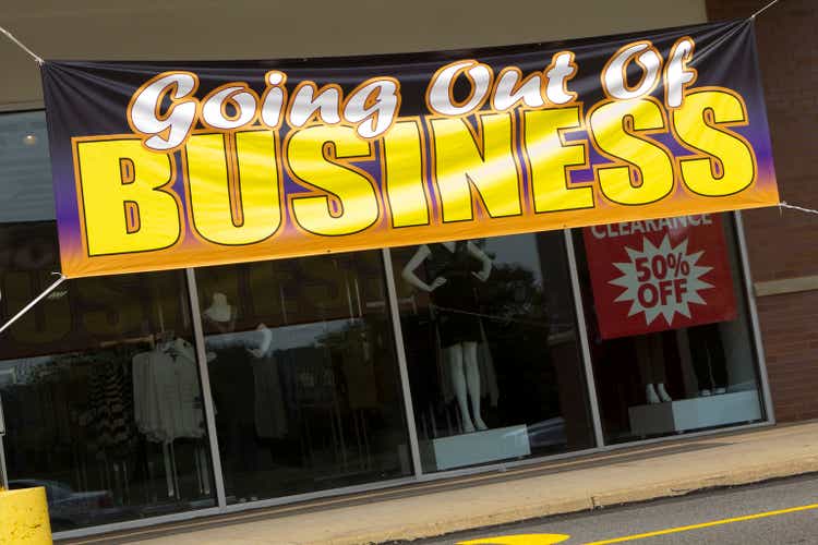 Going Out Of Business sign on store front