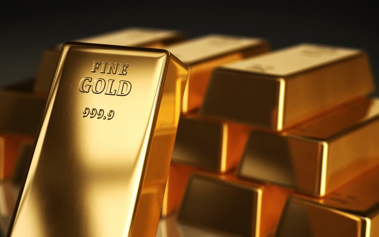 Realistic Gold Bars on Black Background, Depth Of Field