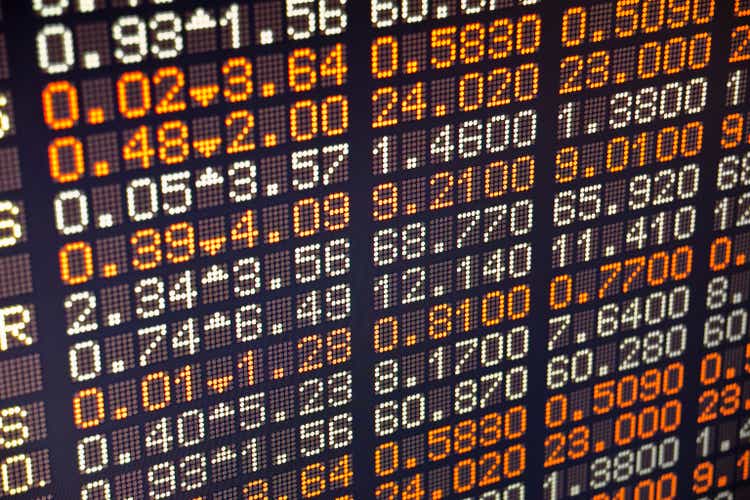A piece of a board of a stock exchange