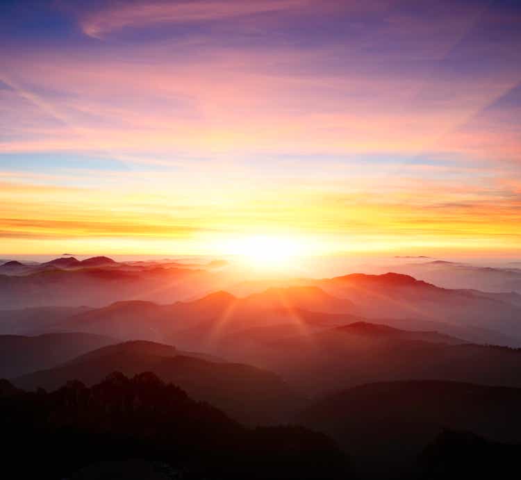 majestic sunrise over the mountains