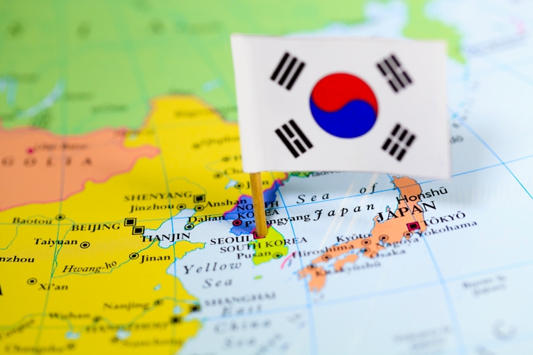 Map and Flag of South Korea