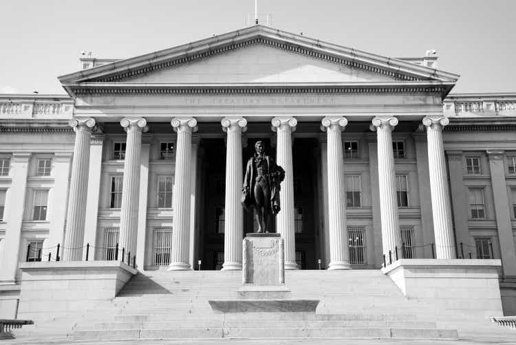 U.S. Treasury Department and Alexander Hamilton statue in Washington D.C.