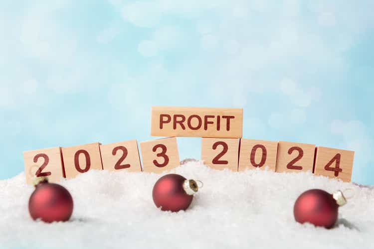 Profit Growth in 2023 and 2024 Concept with Christmas Them