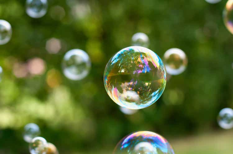 Soap bubbles floating in air