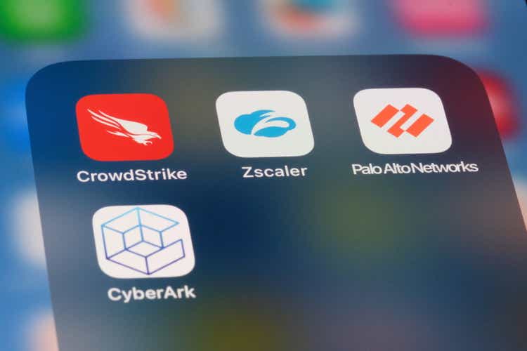 Zscaler, CrowdStrike, Palo Alto Networks, CyberArk. Assorted American cybersecurity company