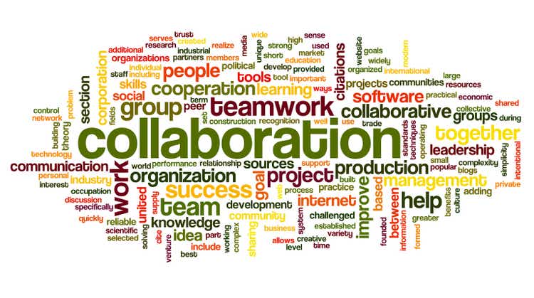 Collaboration concept in word tag cloud