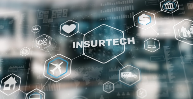 Insurtech Insurance technology. Health family car money travel Insurtech concept