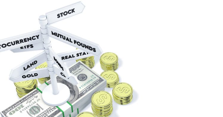 Types of investments. White background. 3d rendering.