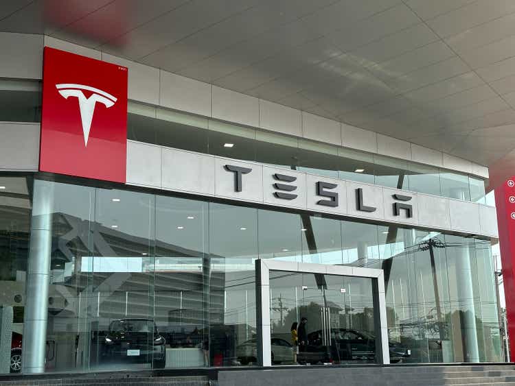 Tesla car showroom in Bangkok, Thailand.