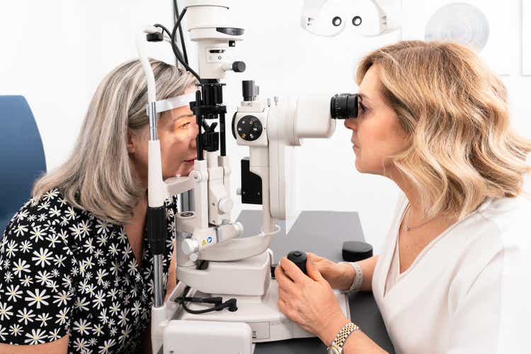 Female ophthalmologist in her own modern clinic