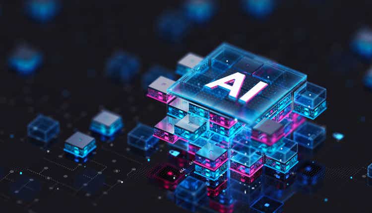 Artificial Intelligence Processor Concept. AI Big Data Array