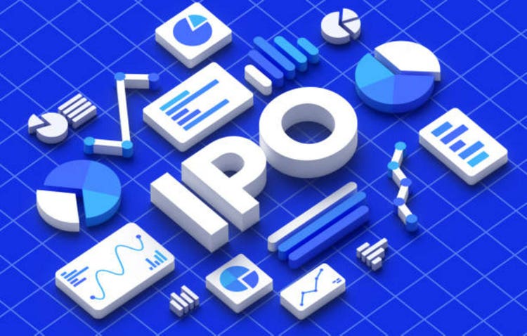 IPO Initial Public Offering Stock Trading Chart 3D Background