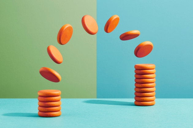Coins moving from one stack to another