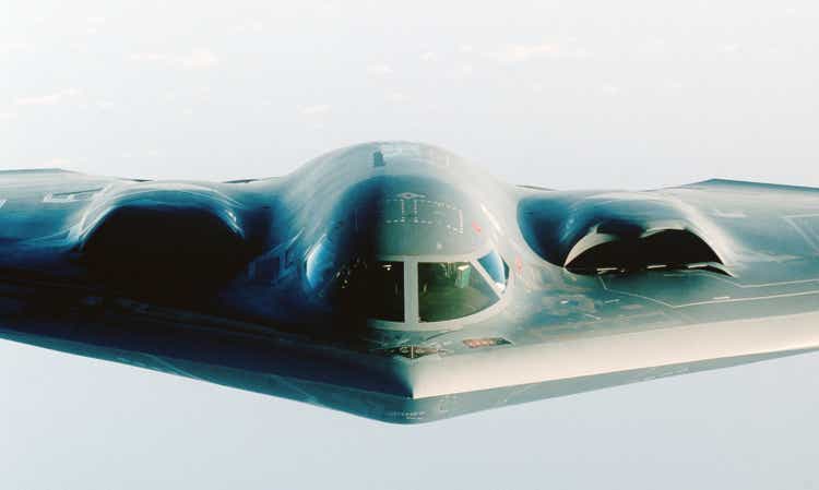 Northrop B-2 Spirit bomber plane in flight