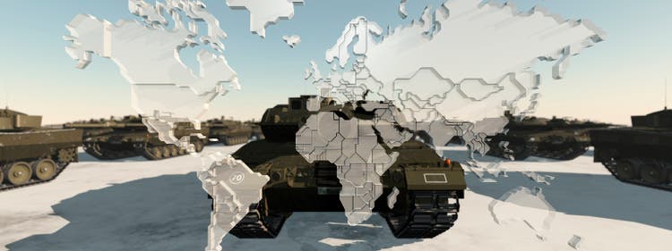 Digital Disintegration of Military Tanks on a Snowy Terrain