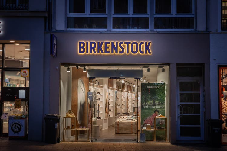 Birkenstock logo on a Bonn reseller Store taken on their local boutique. Birkenstock is a shoe manufacturer famous for its sandals.
