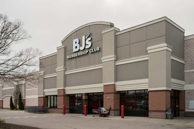 BJ"s membership club entrance in Cary, NC.