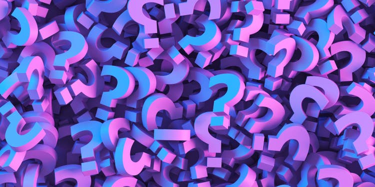Blue question marks background, FAQ Concept