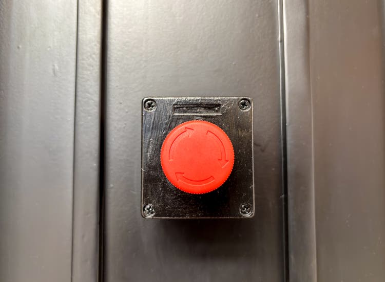close-up of an emergency switch red button