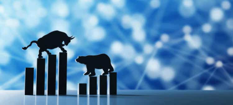 Bull and Bear stock market 3D render