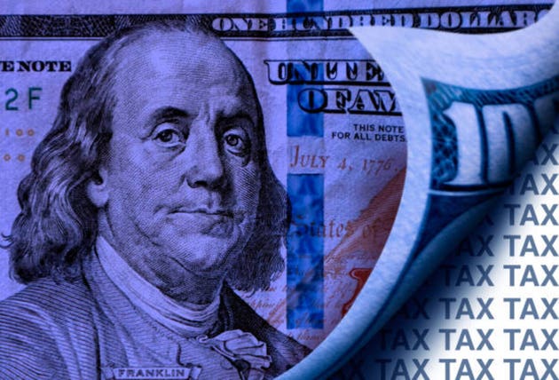 Tax season concept of making money and paying tax