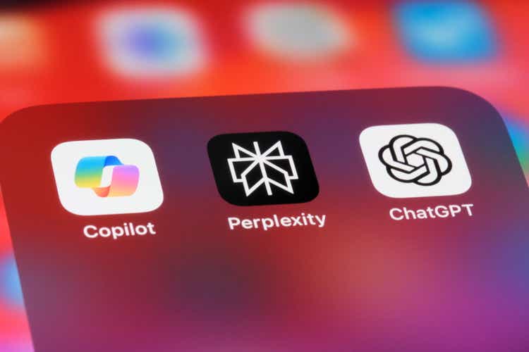 Perplexity AI, Microsoft Copilot and OpenAI ChatGPT mobile app icons