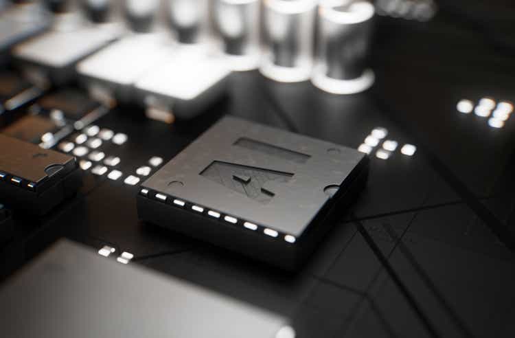 An AI computer chip on a circuit board